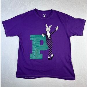 Playboy Mens Purple Graphic T-Shirt Rabbit in Polka Dot Suit Size MD 2022 New